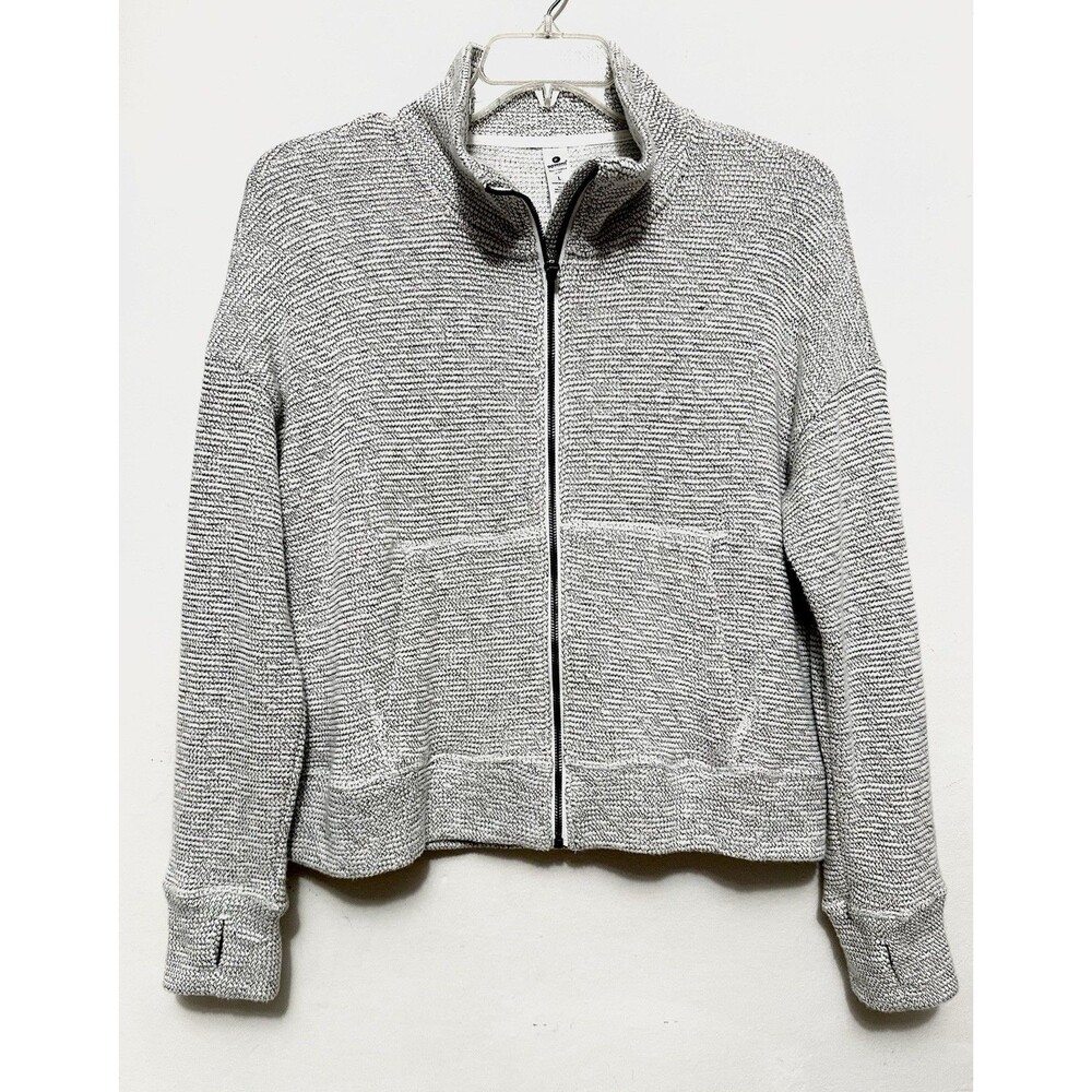 90 Degree By Reflex Full Zip Jacket Grey Gray Thumb Holes Yoga Workout Large